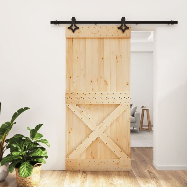 Skjutdörr med beslag 95x210 cm massiv furu