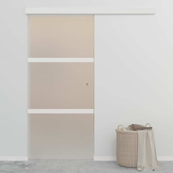 Skjutdörr ESG-glas och aluminium 90x205 cm silver