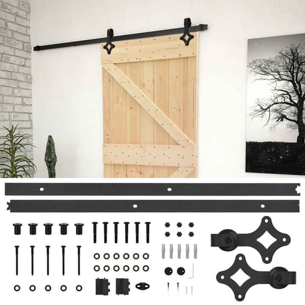 Skjutdörr med beslag 80x210 cm massiv furu