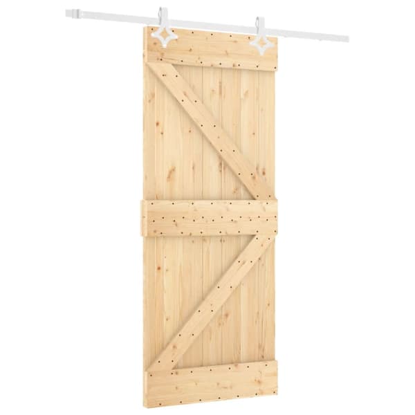 Skjutdörr med beslag 80x210 cm massiv furu