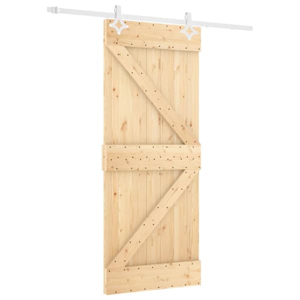 Skjutdörr med beslag 80x210 cm massiv furu