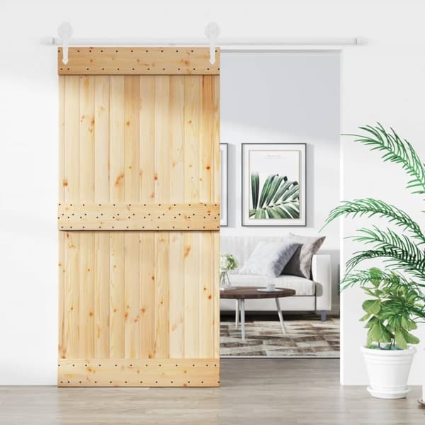 Skjutdörr med beslag 100x210 cm massiv furu