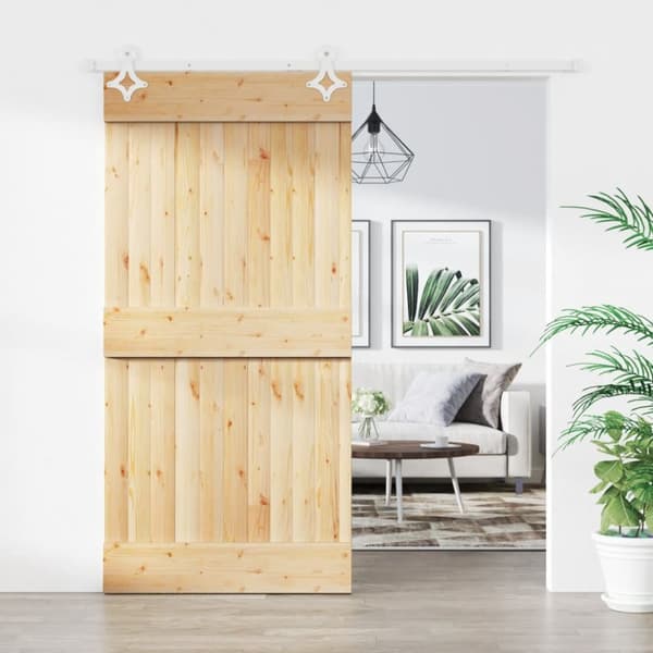 Skjutdörr med beslag 100x210 cm massiv furu