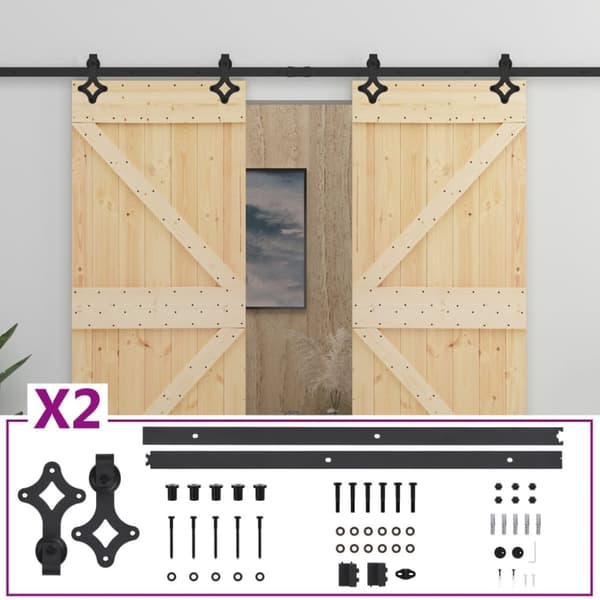 Skjutdörr med beslag 80x210 cm massiv furu