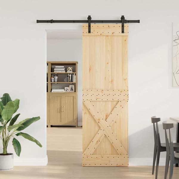 Skjutdörr med beslag 70x210 cm massiv furu