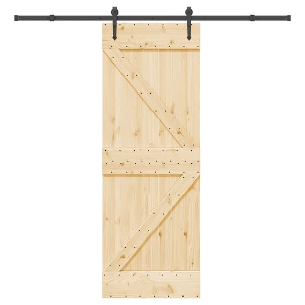 Skjutdörr med beslag 70x210 cm massiv furu
