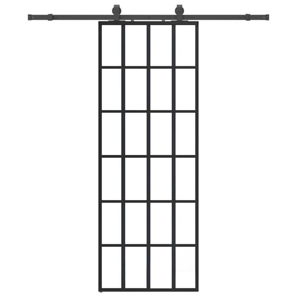 Skjutdörr med beslag svart 76x205 cm ESG-glas