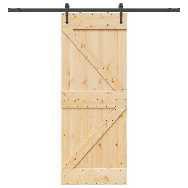 Skjutdörr med beslag 80x210 cm massiv furu