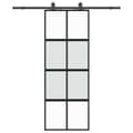 Miniatyrbild 2 av 2: Skjutdörr med beslag svart 76x205 cm härdat glas