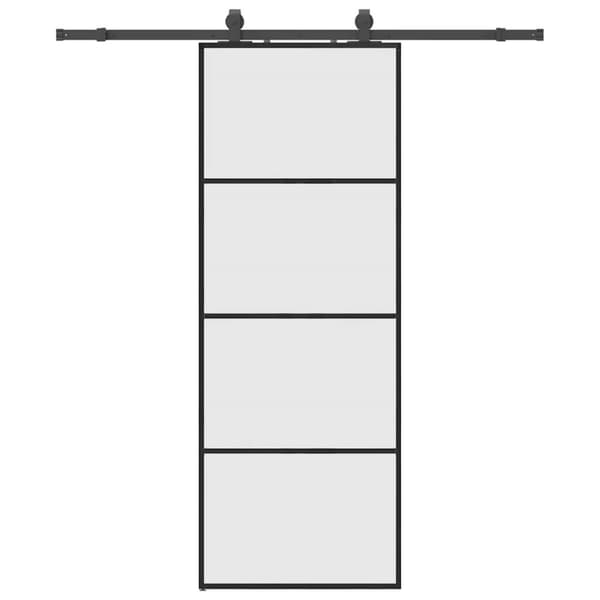 Skjutdörr med beslag svart 76x205 cm ESG-glas