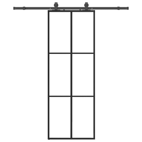 Skjutdörr med beslag svart 76x205 cm ESG-glas