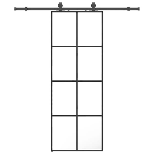 Skjutdörr med beslag svart 76x205 cm ESG-glas