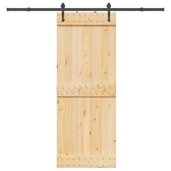 Skjutdörr med beslag 80x210 cm massiv furu