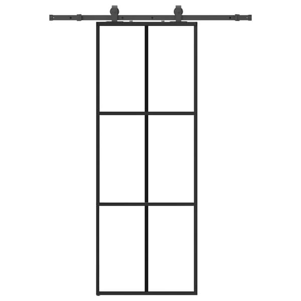 Skjutdörr med beslag svart 76x205 cm ESG-glas