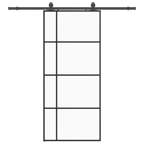Skjutdörr med beslag svart 90x205 cm ESG-glas