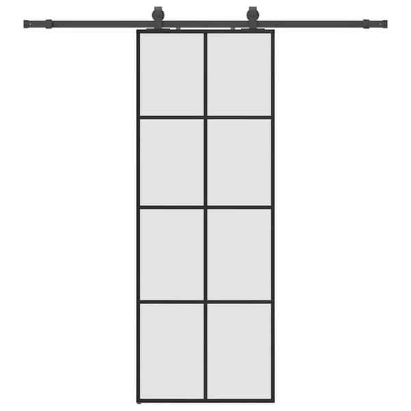 Skjutdörr med beslag svart 76x205 cm ESG-glas