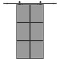 Miniatyrbild 2 av 2: Skjutdörr med beslag svart 102,5x205 cm härdat glas