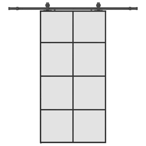 Skjutdörr med beslag svart 102,5x205 cm ESG-glas
