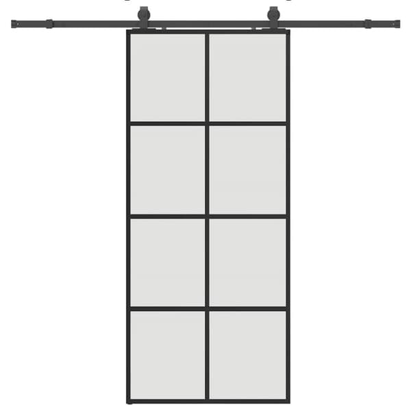 Skjutdörr med beslag svart 90x205 cm ESG-glas