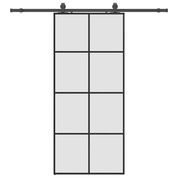 Skjutdörr med beslag svart 90x205 cm ESG-glas