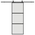 Miniatyrbild 2 av 2: Skjutdörr med beslag svart 76x205 cm härdat glas