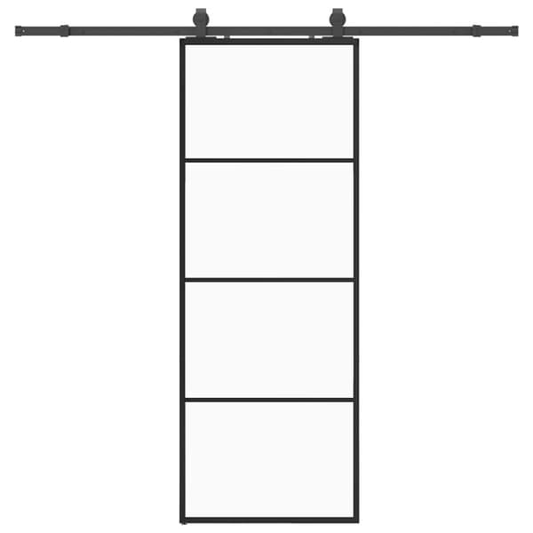 Skjutdörr med beslag svart 76x205 cm ESG-glas