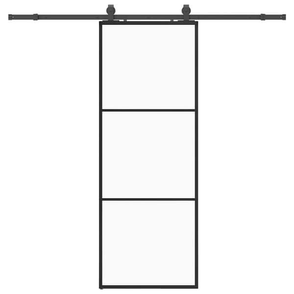 Skjutdörr med beslag svart 76x205 cm ESG-glas