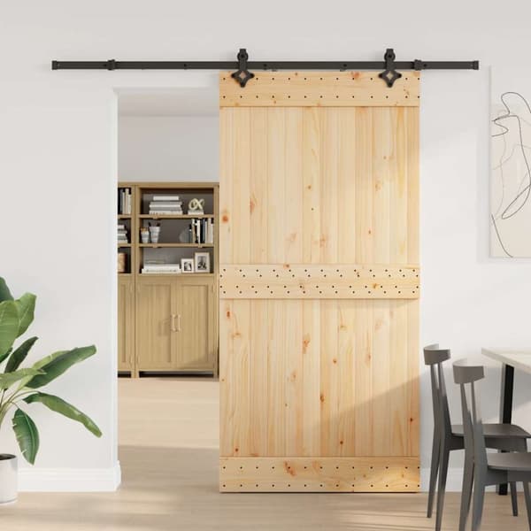 Skjutdörr med beslag 100x210 cm massiv furu