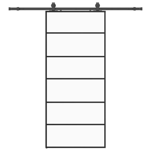 Skjutdörr med beslag svart 90x205 cm ESG-glas