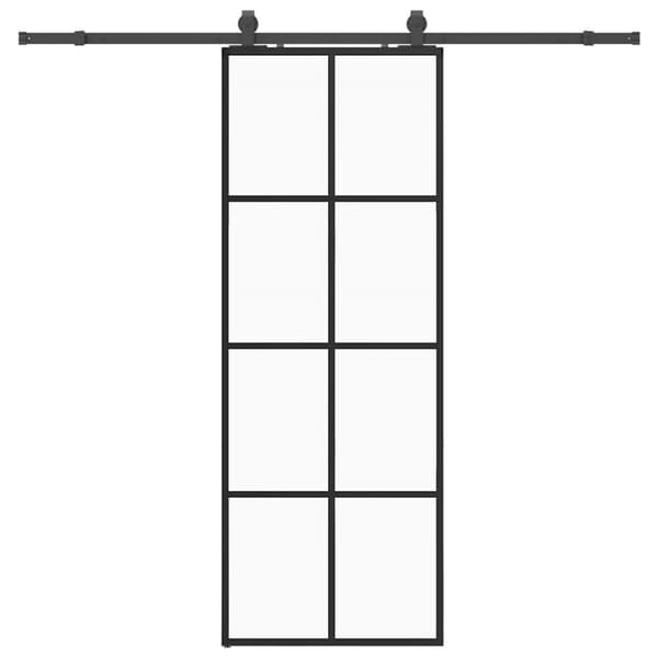 Skjutdörr med beslag svart 76x205 cm ESG-glas