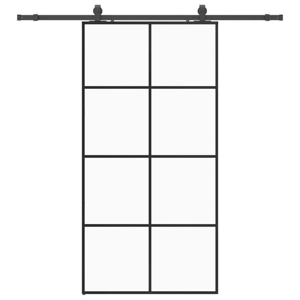 Skjutdörr med beslag svart 102,5x205 cm ESG-glas