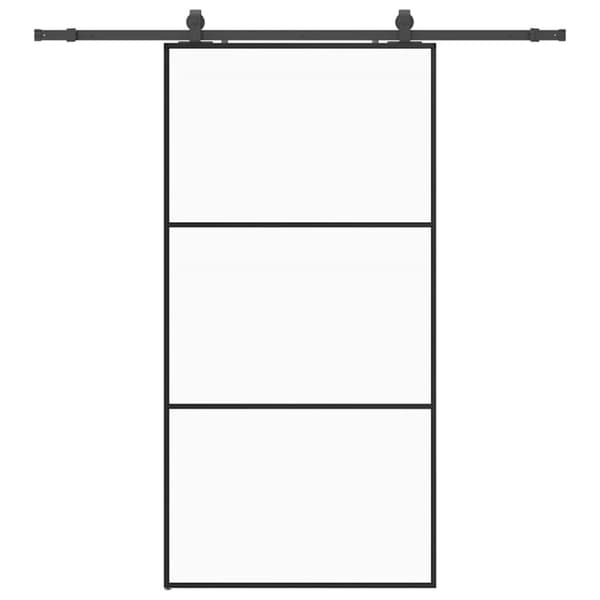 Skjutdörr med beslag svart 102x205 cm ESG-glas