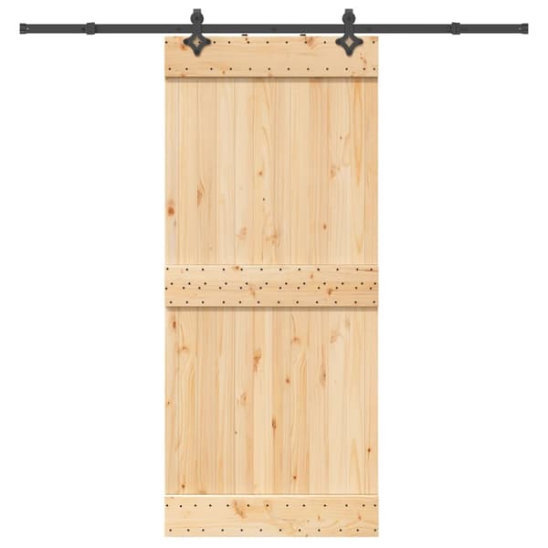 Skjutdörr med beslag 90x210 cm massiv furu