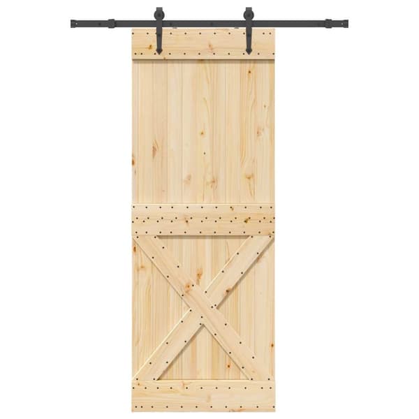 Skjutdörr med beslag 85x210 cm massiv furu