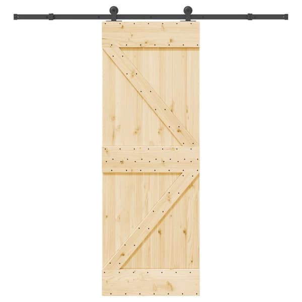 Skjutdörr med beslag 70x210 cm massiv furu