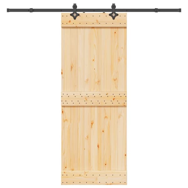 Skjutdörr med beslag 80x210 cm massiv furu