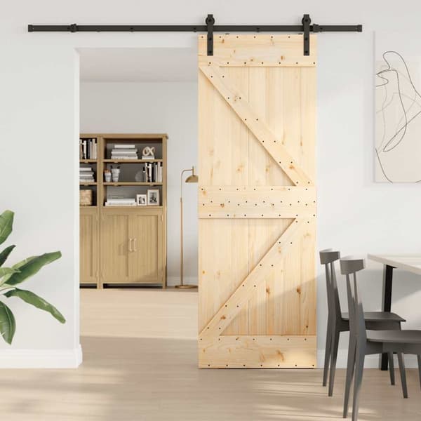 Skjutdörr med beslag 70x210 cm massiv furu