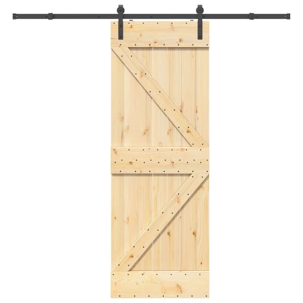 Skjutdörr med beslag 70x210 cm massiv furu