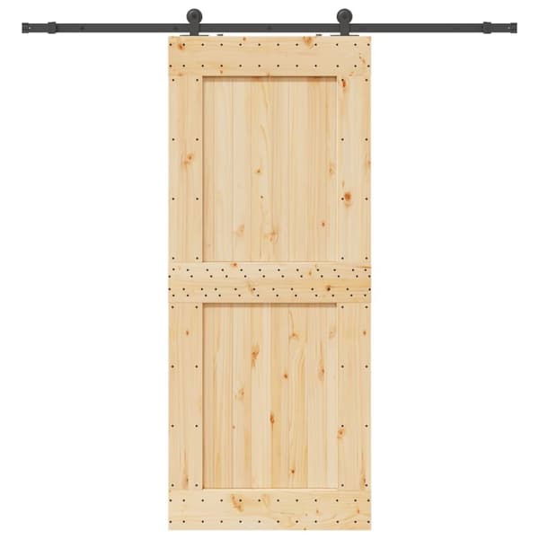 Skjutdörr med beslag 95x210 cm massiv furu