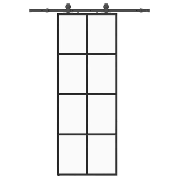 Skjutdörr med beslag svart 76x205 cm ESG-glas