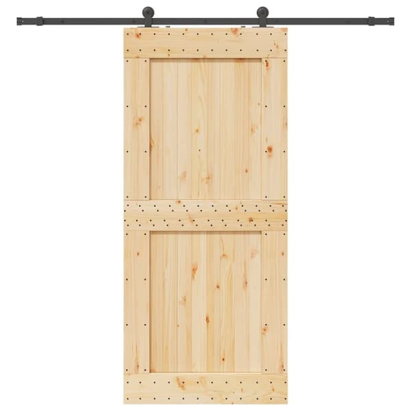 Skjutdörr med beslag 100x210 cm massiv furu
