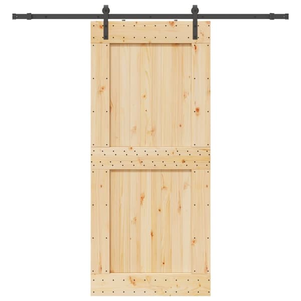 Skjutdörr med beslag 100x210 cm massiv furu