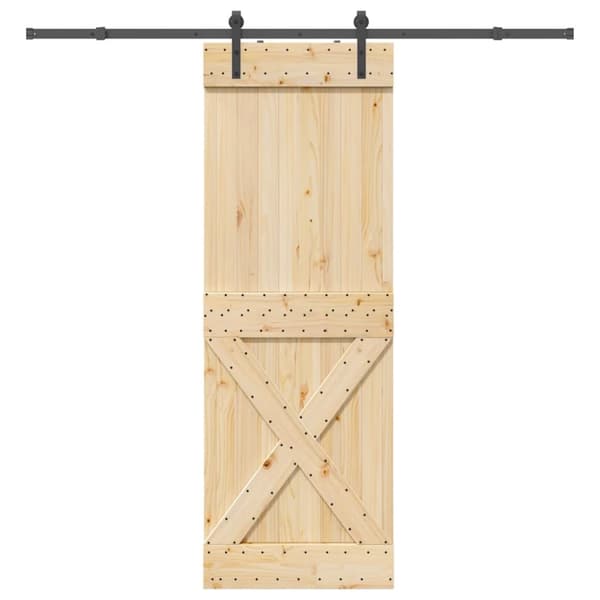 Skjutdörr med beslag 80x210 cm massiv furu