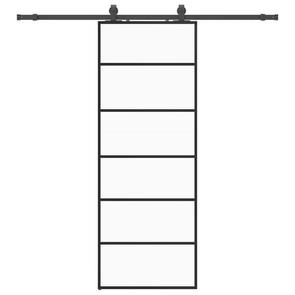 Skjutdörr med beslag svart 76x205 cm ESG-glas