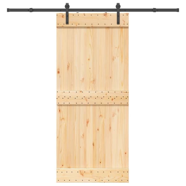 Skjutdörr med beslag 90x210 cm massiv furu