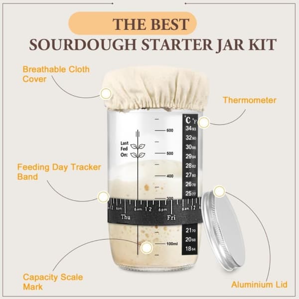 Surdej 730ml fermenteringsbeholder Startbeholder til bagetilbehør af glas