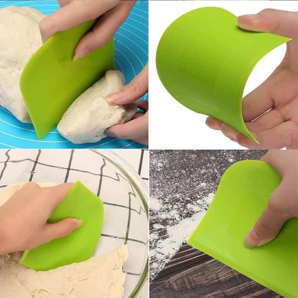 Konditorivaror - degskärare Plast degskrapa för kök, bakverk, crepes - grön, vit - 12x9,5 cm - 2 stycken
