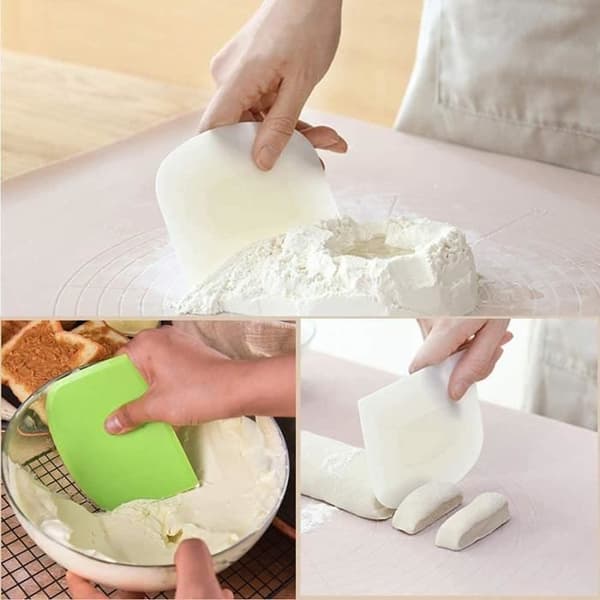 Konditorivaror - degskärare Plast degskrapa för kök, bakverk, crepes - grön, vit - 12x9,5 cm - 2 stycken
