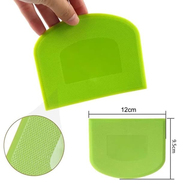 Konditorivaror - degskärare Plast degskrapa för kök, bakverk, crepes - grön, vit - 12x9,5 cm - 2 stycken