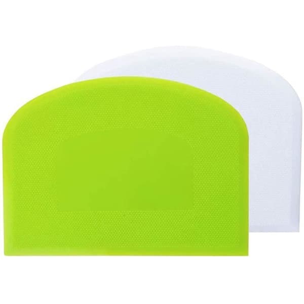 Konditorivaror - degskärare Plast degskrapa för kök, bakverk, crepes - grön, vit - 12x9,5 cm - 2 stycken